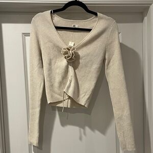 Aerie Off-White Ribbed Knit Top